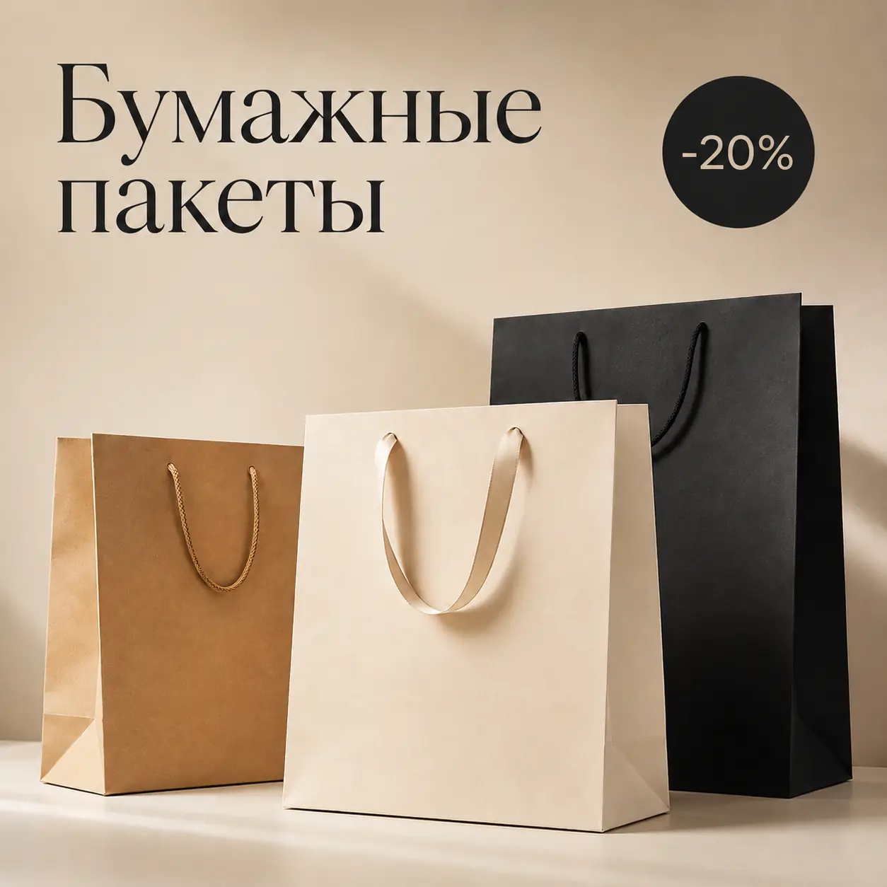 Бумажные пакеты со скидкой 20 процентов