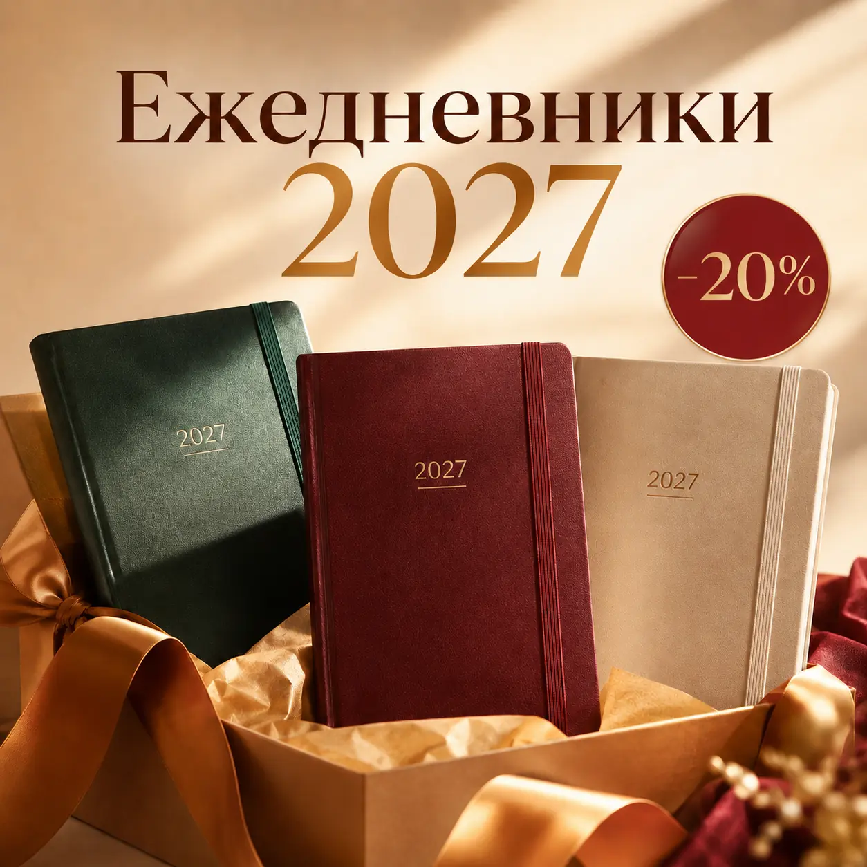 Ежедневники 2027 со скидкой 20 процентов
